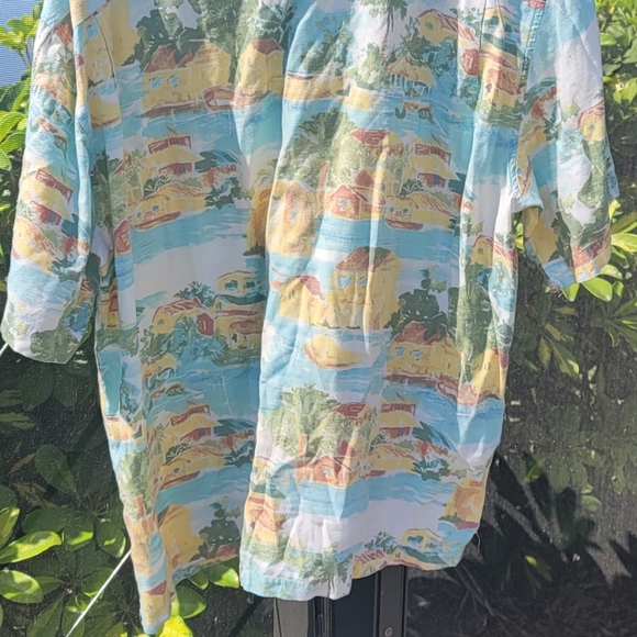 Island Republic Hawaiian Short Sleeve Shirt Blue Seaport Mens XLARG Cotton Rayon - Picture 5 of 8